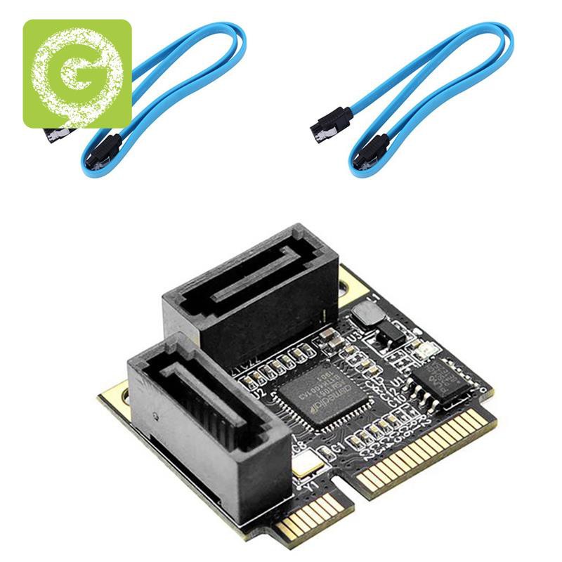 Thẻ Mở Rộng Pci-E 2 Cổng Mini Với Cáp Sata Cho Pc / Máy Tính