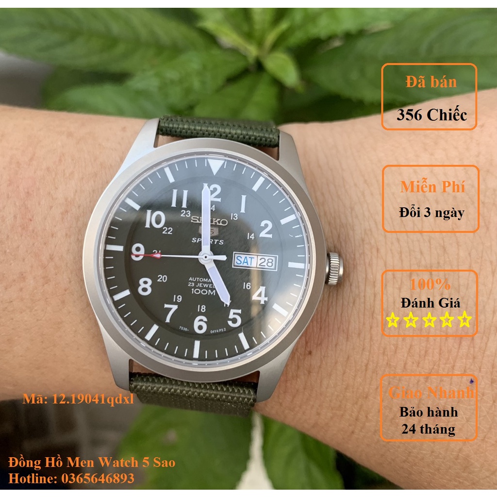 Đồng hồ SEIKO 5 Quân Đội Nhật Bản Japan Nam Cơ tự động AUTOMATIC, lộ cơ dây dù Kính SAPHIRE sang trọng BẢO HÀNH 24 THÁNG