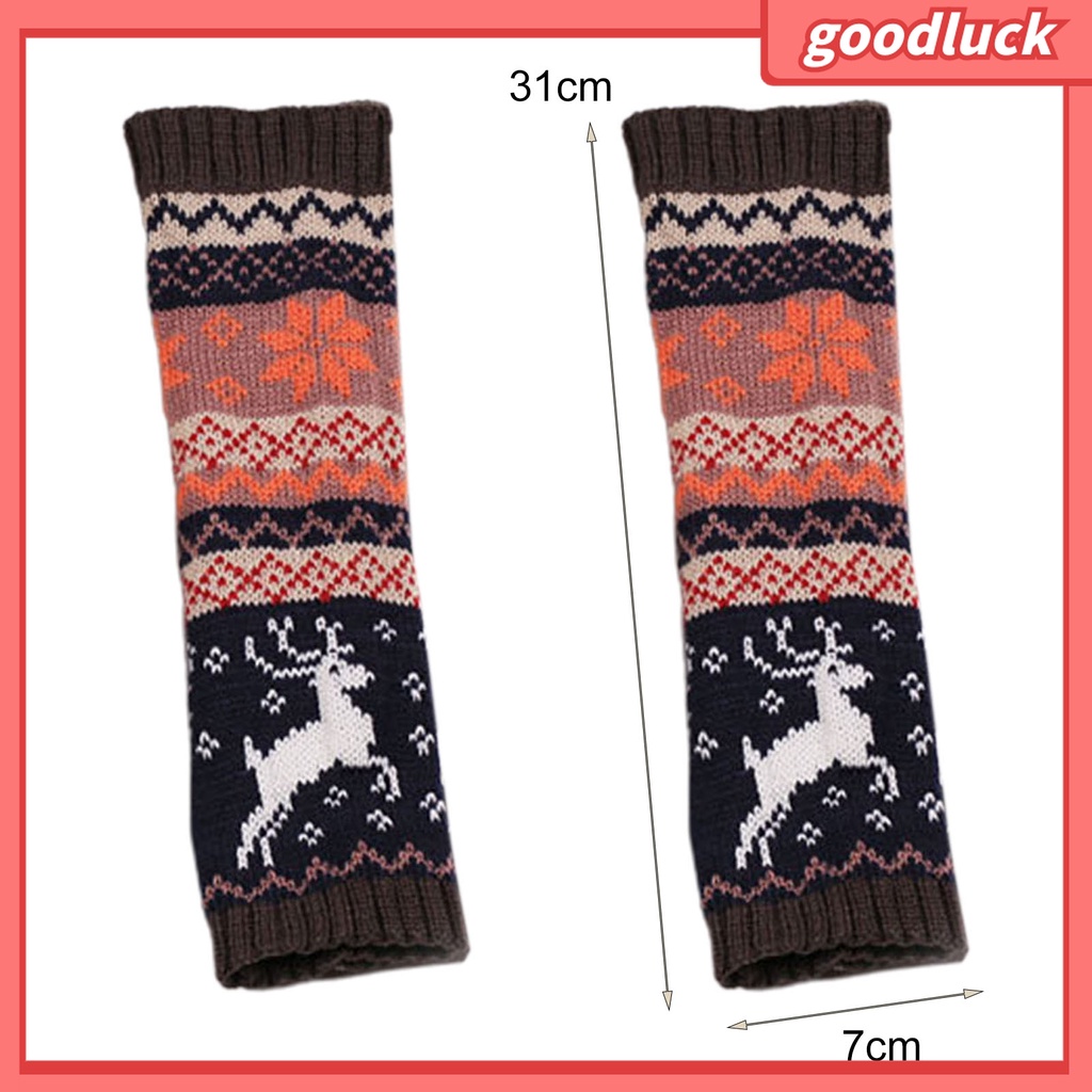 1 Đôi Găng Tay Dệt Kim Dày Giữ Ấm Cánh Tay Họa Tiết Bông Tuyết Tuần Lộc Giáng Sinh Thời Trang Thu Đông Cho Nữ