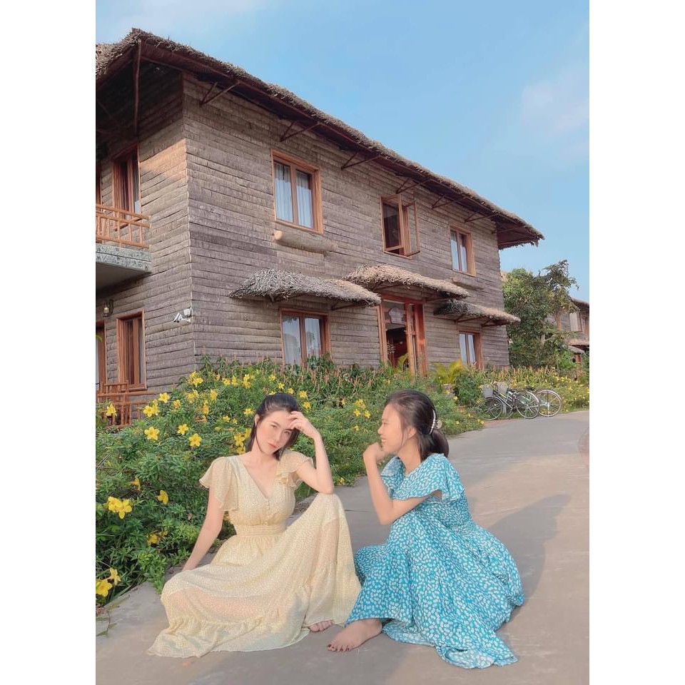 Váy maxi hoa nhí hở lưng 2 màu chất đẹp ZuLyShop | BigBuy360 - bigbuy360.vn