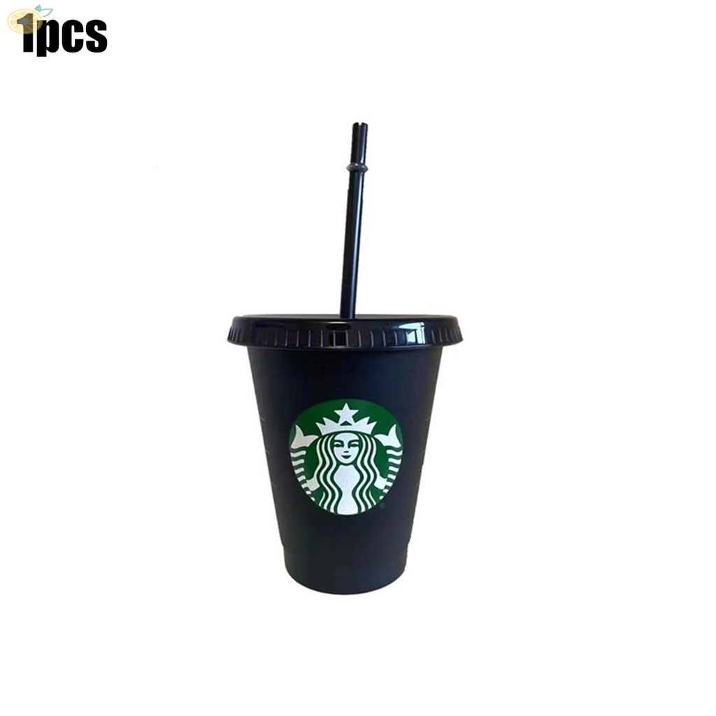 【VARSTR】Starbucks Reusable Plastic Straw Cup With Lid Tumbler Black Cup 24 oz Summer Collection Fairytale Work Drinking Glass
