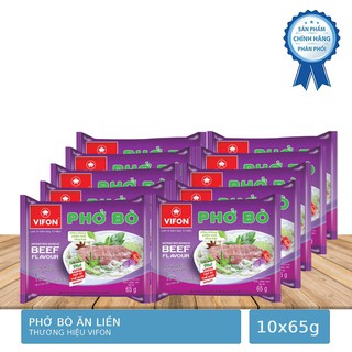Combo 10 Gói Phở Bò Ăn Liền Thương Hiệu Vifon 65g