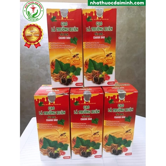 Siro Ho Cao Lá Thường Xuân Tỏi Đen Chanh Đào Lọ 150ml