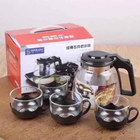BỘ BÌNH TRÀ KÈM 4 LY SIMBADA CAO CẤP
