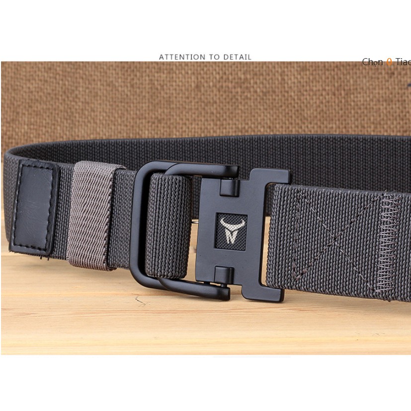 Dây nịt vải dù thắt lưng vải canvas nylon belt full black dây co dãn đầu nịt sơn đen dài khóa đôi vòng lặp D | BigBuy360 - bigbuy360.vn