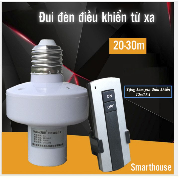Đui đèn có điều khiển từ xa 20 - 30m tặng kèm pin sử dụng đến 1 năm - Đui đèn điều khiển từ xa