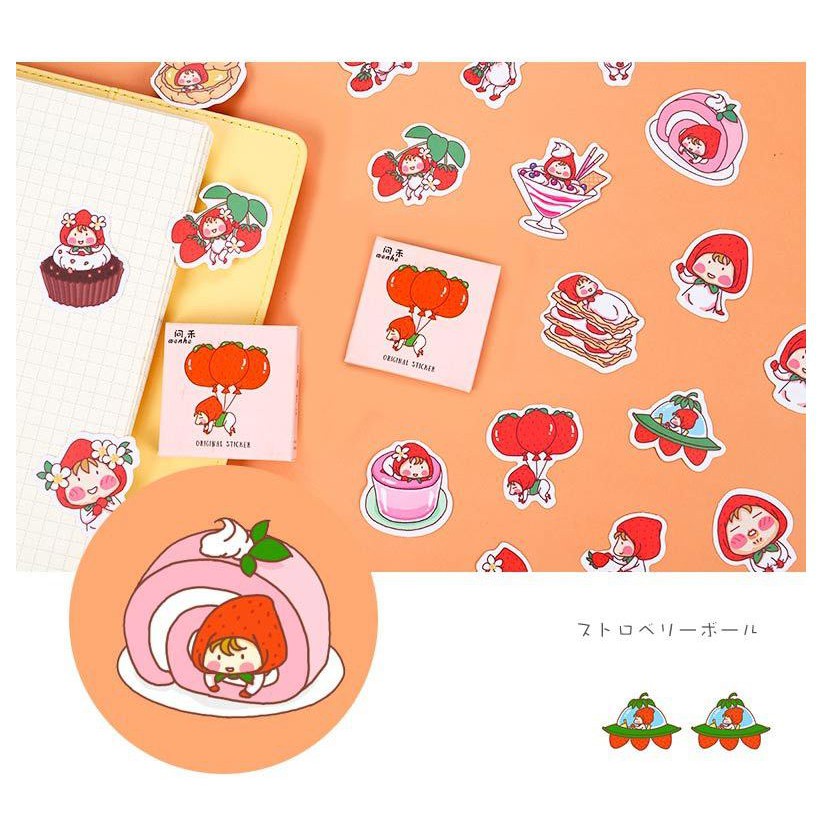 Bộ 45 Sticker Bé Dâu Tây Đáng Yêu E109