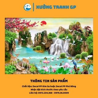Tranh dán tường phòng khách sơn thủy hữu tình GP - Tích hợp keo sẵn