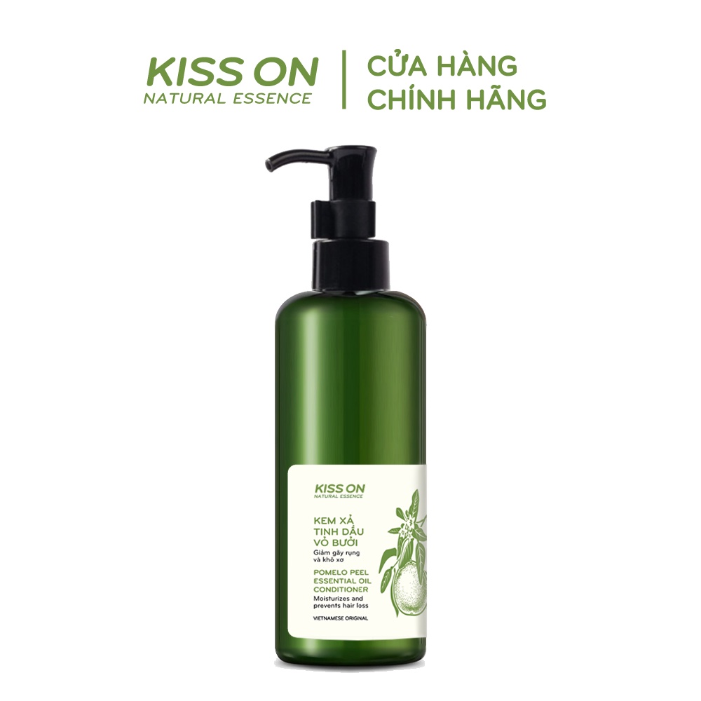 Combo dầu gội, dầu xả tinh dầu vỏ bưởi KISS ON Giúp ngăn ngừa rụng tóc, kích mọc tóc, giúp tóc suôn mềm mượt 300ml+300ml