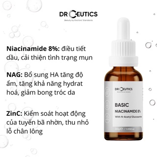 Tinh Chất Niacinamide Basic 8% DrCeutics Cho Da Dầu Mụn (30g)