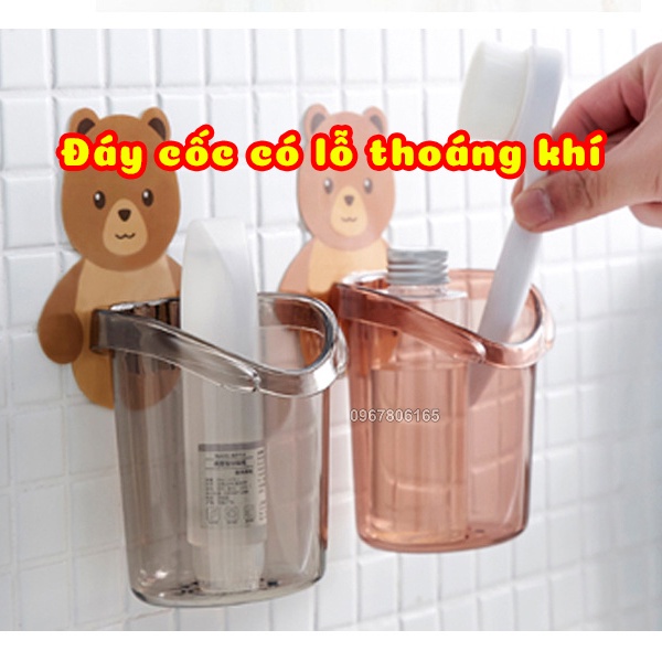 Cốc Đựng Bàn Chải Đánh Răng Dán Tường Hình Gấu Đáng Yêu