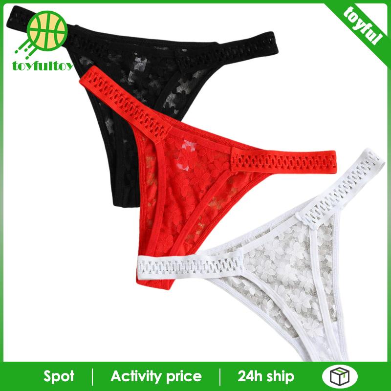 Set 3 Quần Lót Lưới Trong Suốt Lưng Thấp Thoáng Khí Cho Nữ