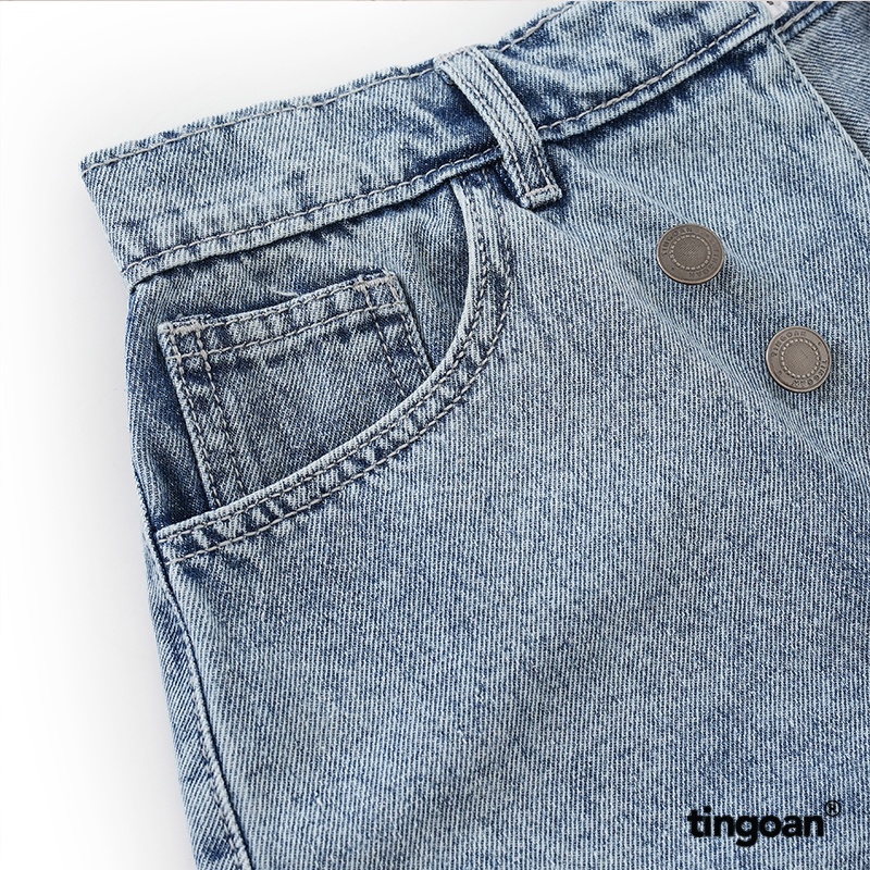 TINGOAN® - Quần short bò cắt cạp lệch màu xanh tingoan MASCARA JEANS SHORT/BLUE