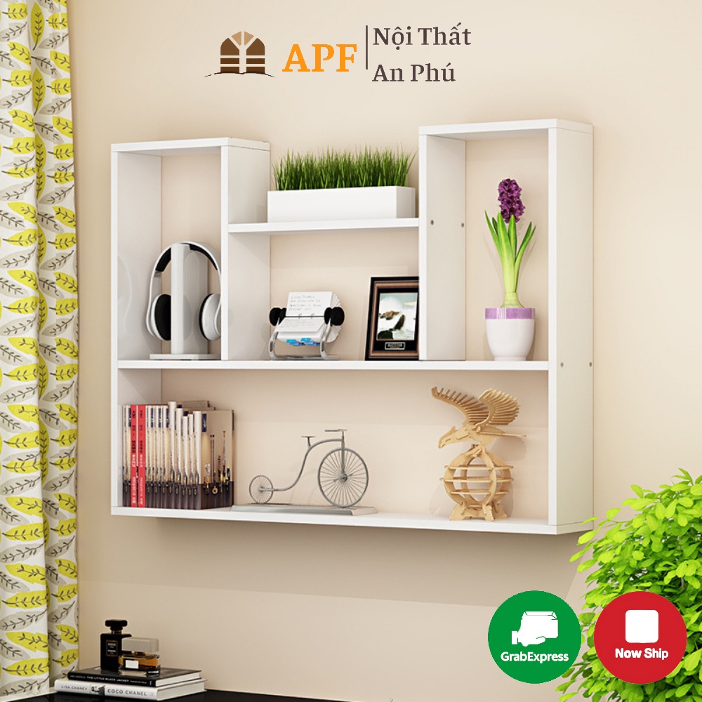 Giá sách treo tường chữ U APF chât liệu gỗ MDF nhập khẩu thiết kê đa năng hiện đại KS031