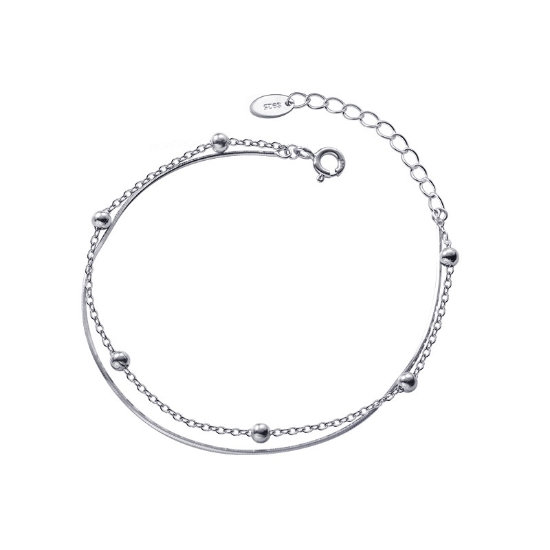Lắc tay bạc nữ tinh tế DUYSON SILVER vòng tay bạc Ý 925 mạ vàng trắng dây kép đơn giản Basic cá tính [LTXK7]