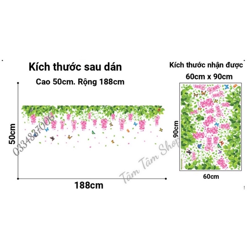 Decal dán tường ,Tranh dán tường tán hoa tigon trang trí phòng khách.
