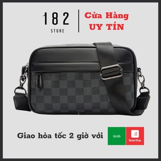 [ẢNH/CLIP THẬT] Túi Đeo Chéo Nam Da PU Dạng Hộp Vân Caro Phong Cách Hàn Quốc Cao Cấp Hot Trend 2021 - 182 STORE