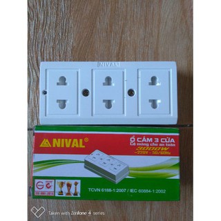 ổ cắm 3 cửa NIVAL có màng che