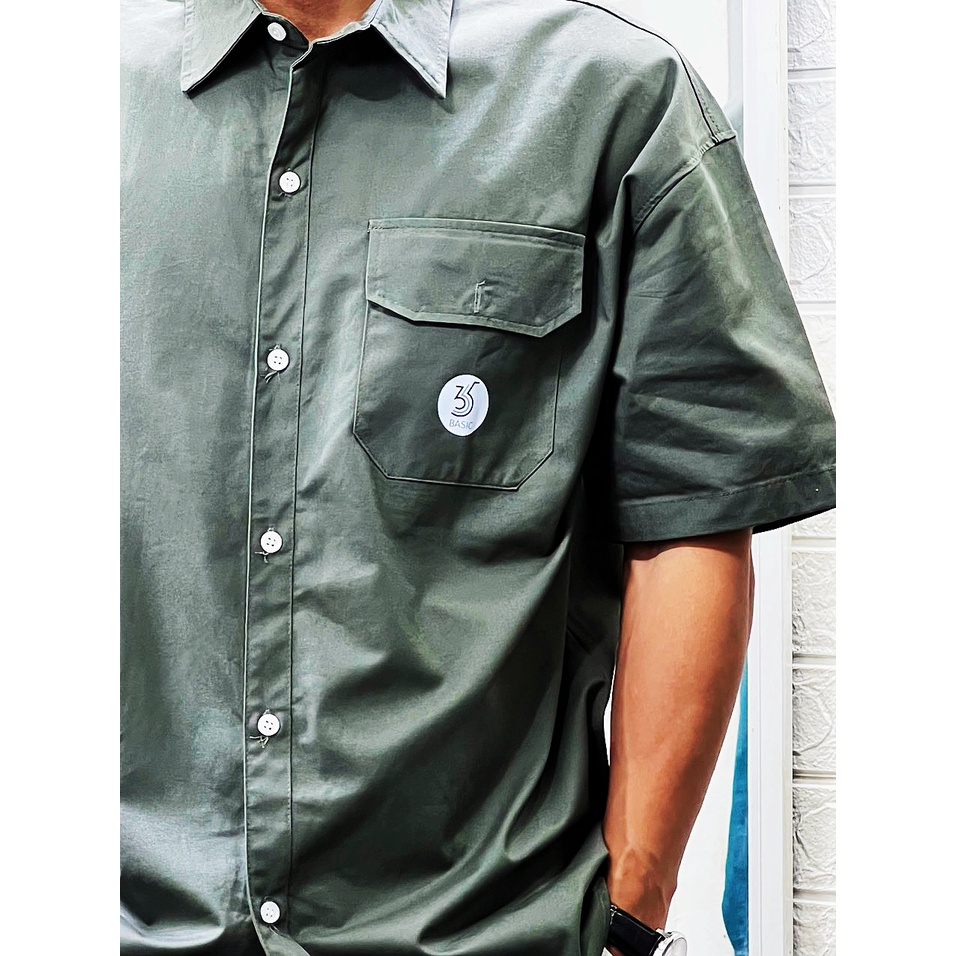 Áo Sơ Mi Kaki HOME Tay Ngắn 1 túi Cổ Điển, Phong Cách unisex 1HT