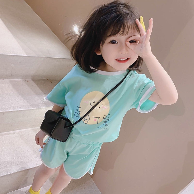 Bộ Đồ Thể Thao Mùa Hè 2022 Tay Cộc Phong Cách Hàn Quốc Nhật Bản Mới Cho Bé Gái