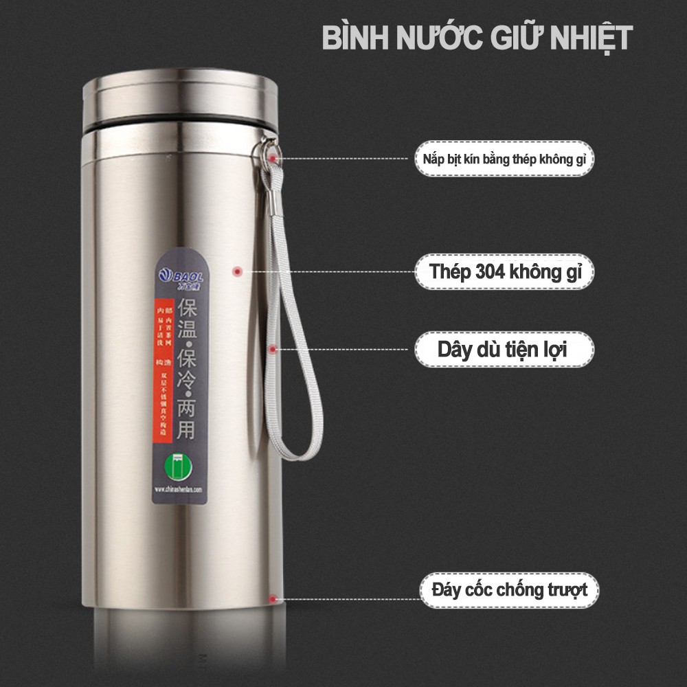 Bình Nước Giữ Nhiệt 💎SALE💎 ca hai lớp cách nhiệt Mini Inox 1200ml - Bình nước giữ nhiệt cute cho bé giữ lạnh 10 tiếng