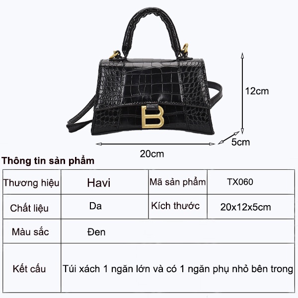 Túi Xách Nữ Đẹp, Đeo Chéo, Xách Tay Nhỏ Đi Chơi, Đi Làm Thời Trang Cao Cấp Havi TX060