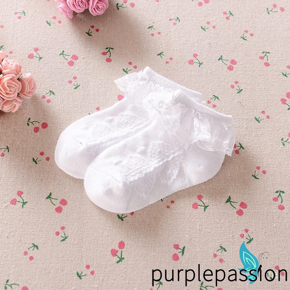 Vớ em bé gái sơ sinh thêu ren cổ phối lưới nhiều màu