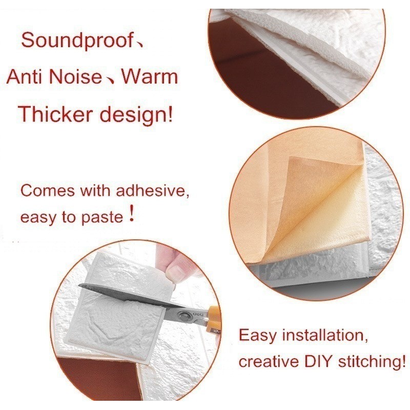 Giấy Dán Tường Giả Gạch 3D Cỡ 60 * 30Cm
