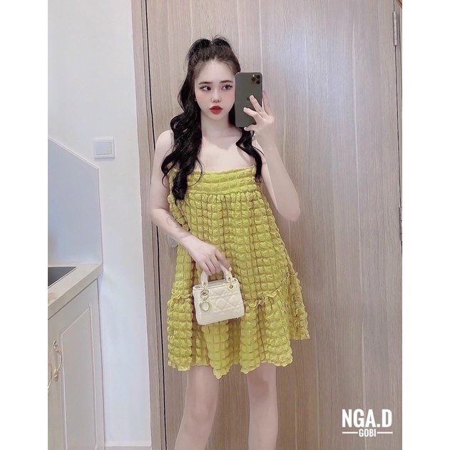 Đầm 2s babydoll xốp ô vuông 40-70kg