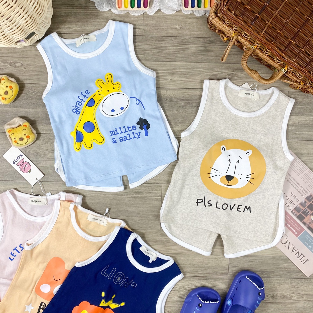 [SALE] Bộ Ba Lỗ Bé Trai Minky Mom Vải Cotton Borip Động Vật Cổ Viền, Áo Thun 3 Lỗ Cho Bé Mặc Hè Thoáng Mát MKM3LO2202