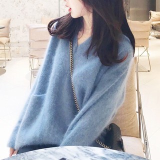 (Order-M) Ulzzang Áo len lông thỏ có túi M079