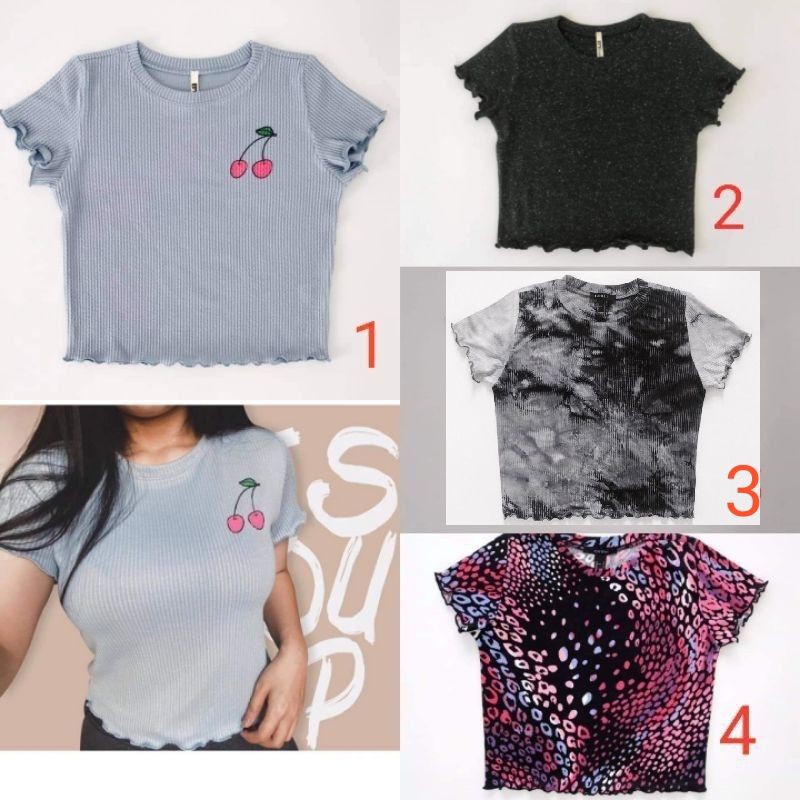 Áo thun croptop cuốn biên vnxk