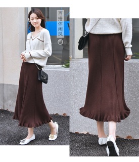 Chân váy len xoè cuốn bèo dáng dài