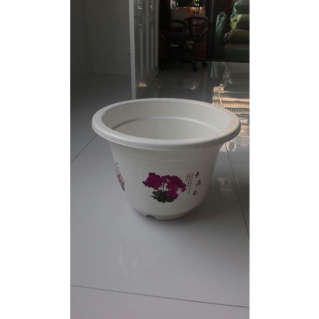 CHẬU NHỰA TRÒN IN TRANH PHONG CẢNH CAO 27CM RỘNG 38CM TRỒNG CÂY VÀ HOA KIỂNG.