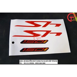Tem chữ sh 150i màu đỏ dán xe honda sh ý 2010 bằng decal , chống nước