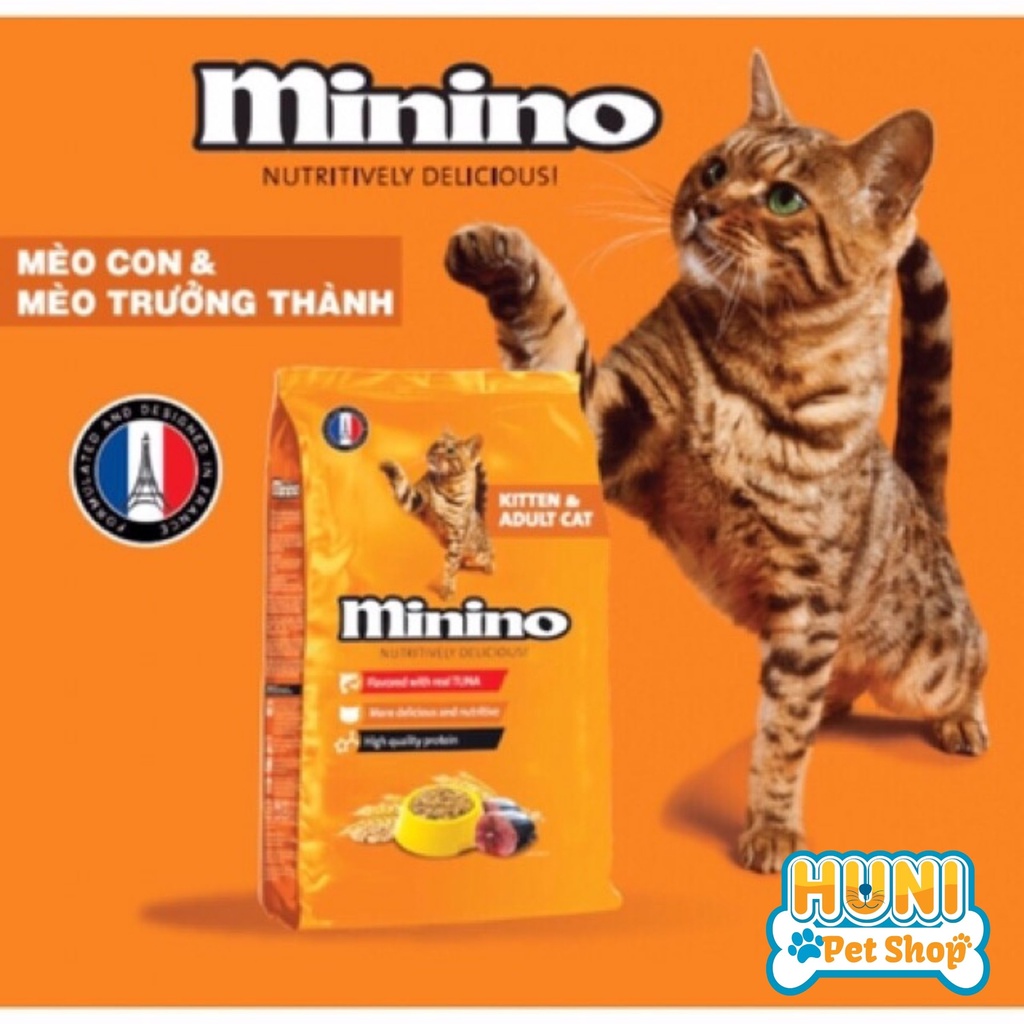 Thức ăn cho mèo Minino con &amp; trưởng thành hạt đồ ăn cho mèo mọi lứa tuổi vị CÁ NGỪ 1.3kg - Huni petshop