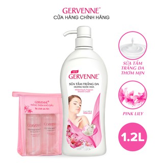 Gervenne Sữa tắm trắng da Pink Lily 1.2L - TẶNG Bộ chiết mỹ phẩm du lịch