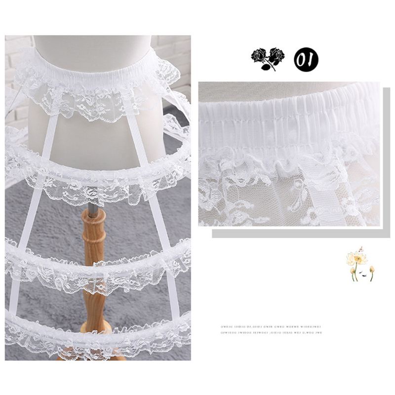 Lồng Nuôi Thú Cưng 3 Vòng Bằng Thép Phối Ren Và Diềm Xếp Nếp Phong Cách Lolita