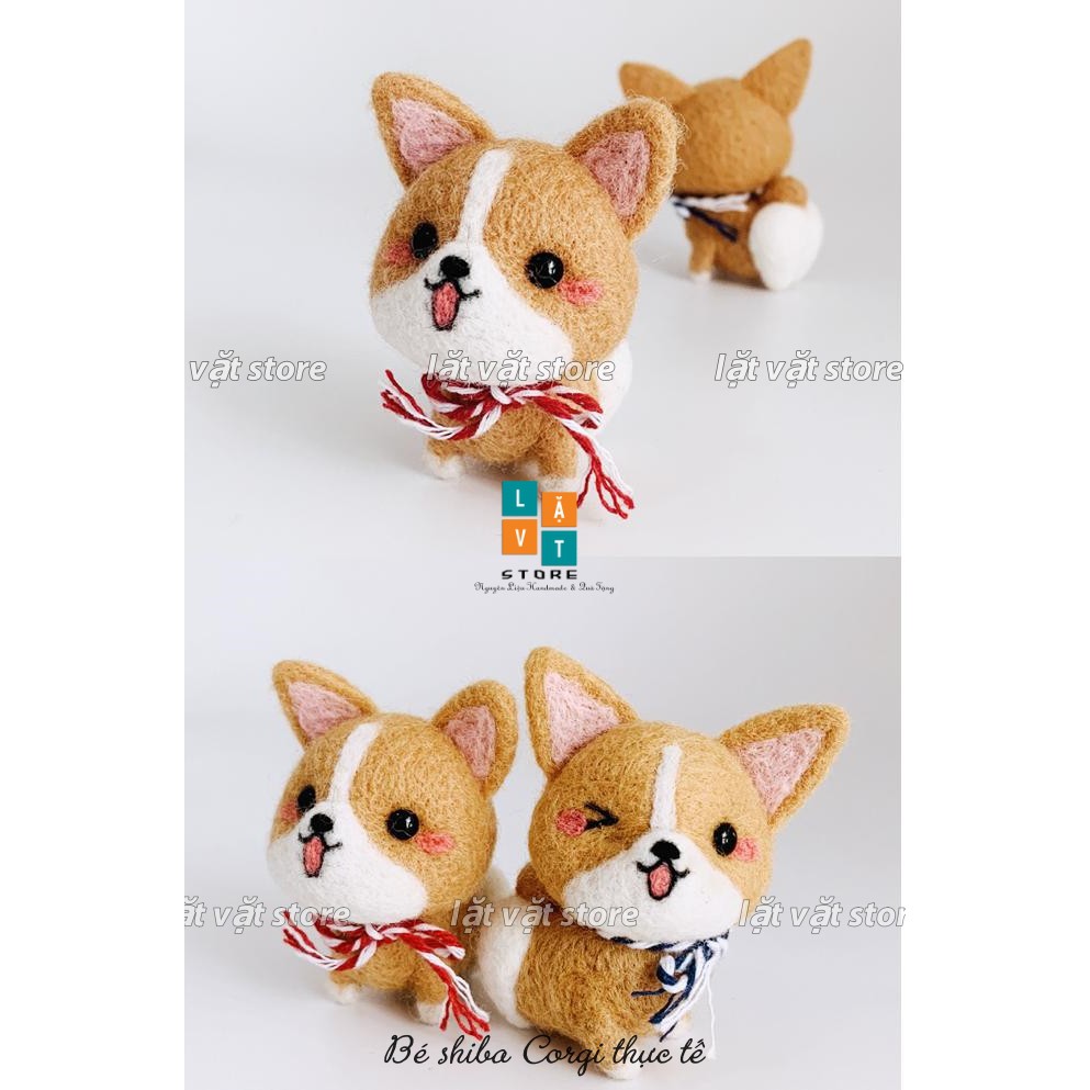 Bộ len chọc Hình Chó Corgi giành cho người mới bắt đầu - Handmade, chọc len, len thô