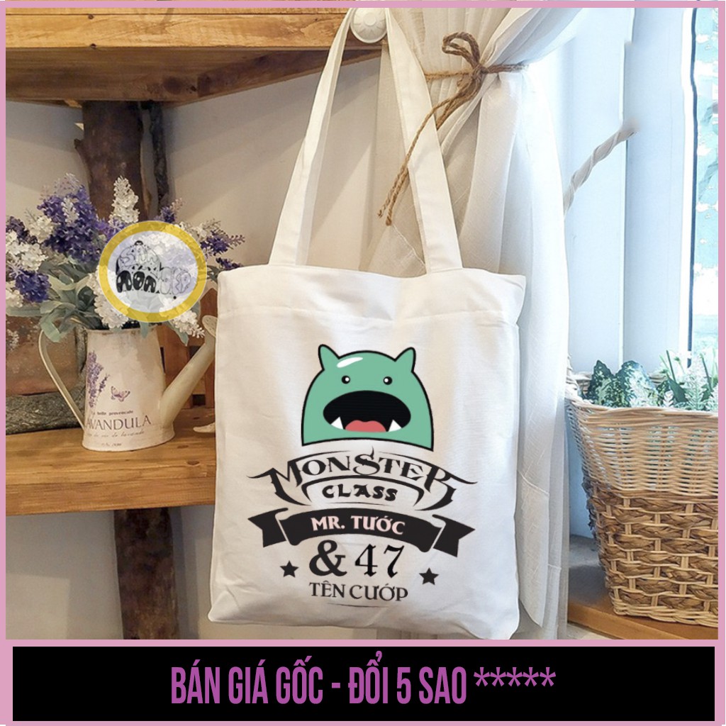 Túi tote THEO YÊU CẦU túi vải túi canvas quai tròn có khóa kéo - Túi Mơ to store