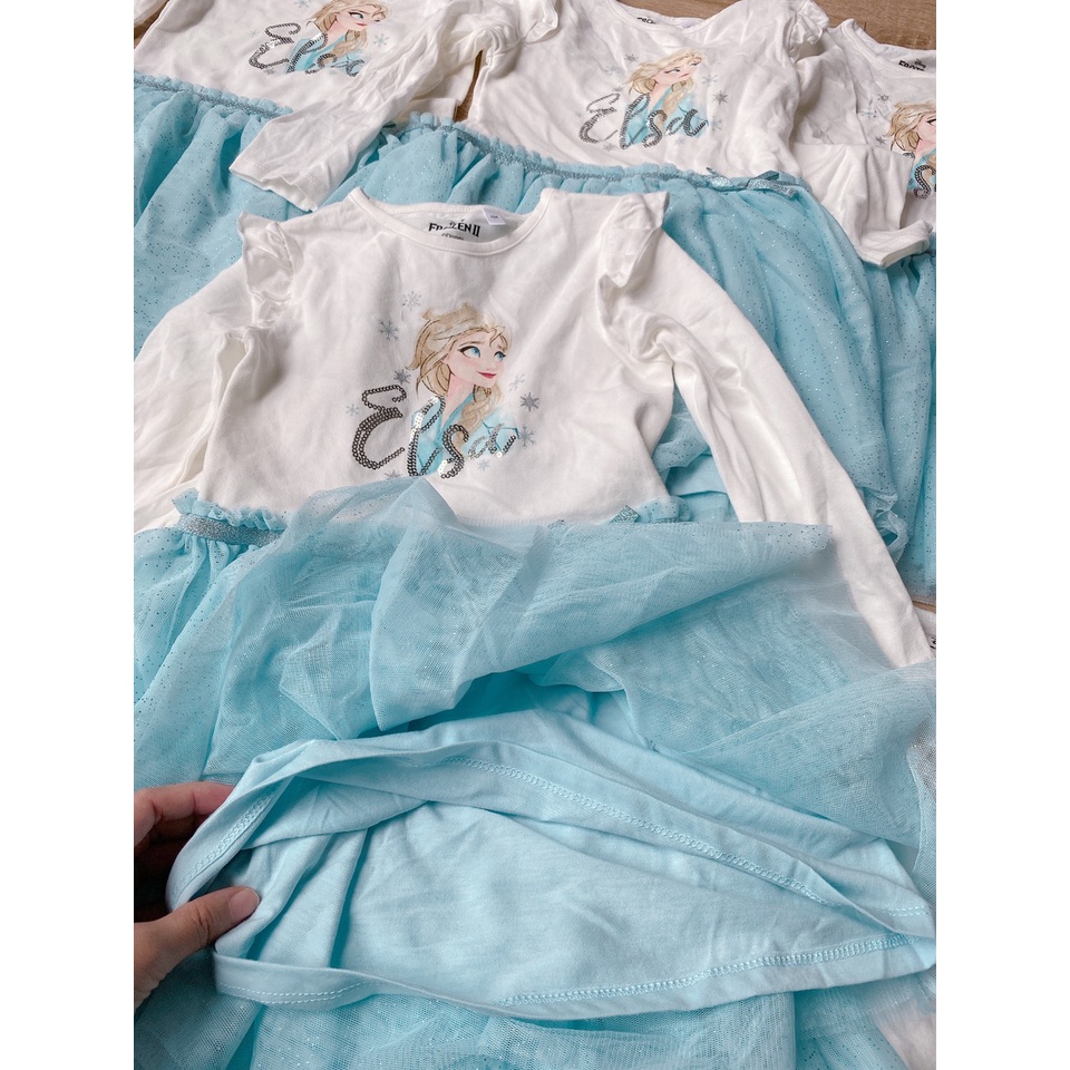 Đầm thun tay dài Elsa 12-14kg