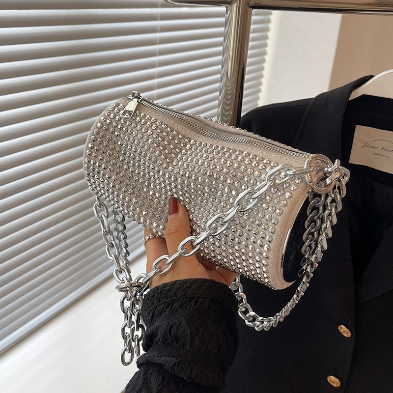 Ielgy Túi Xách Đính Kim Cương Giả Phối Dây Xích Dễ Phối Đồ Cho Nữ