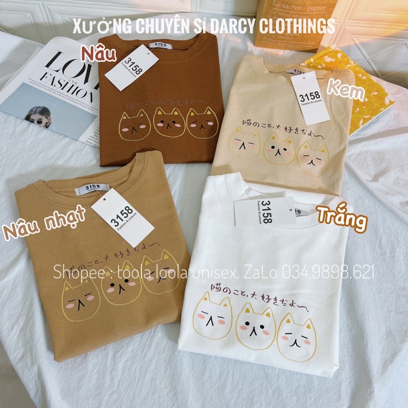 áo thun 3158 ✨ FREESHIP ✨ 3 con mèo hàn quốc áo thun cotton unisex