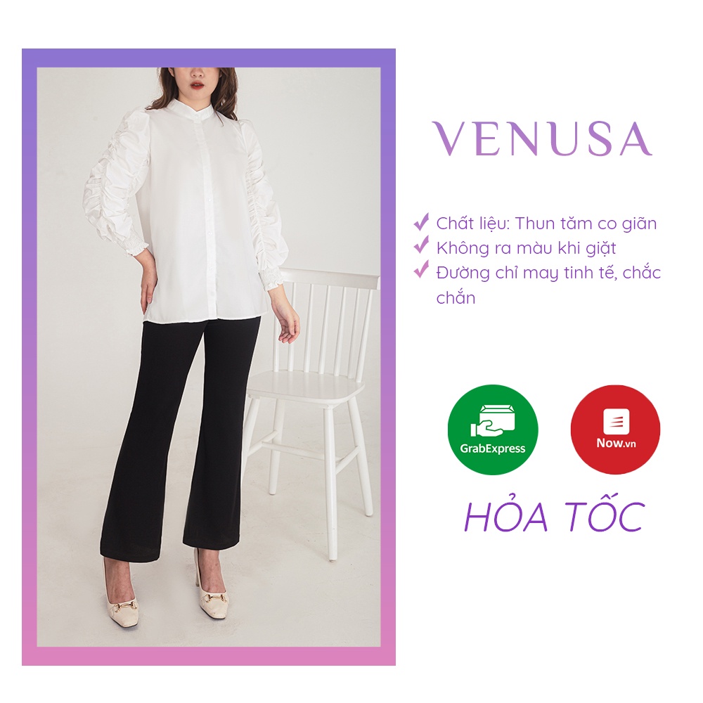 Quần Loe Nhẹ Thun Tăm Cạp Cao Công Sở VENUSA Q001