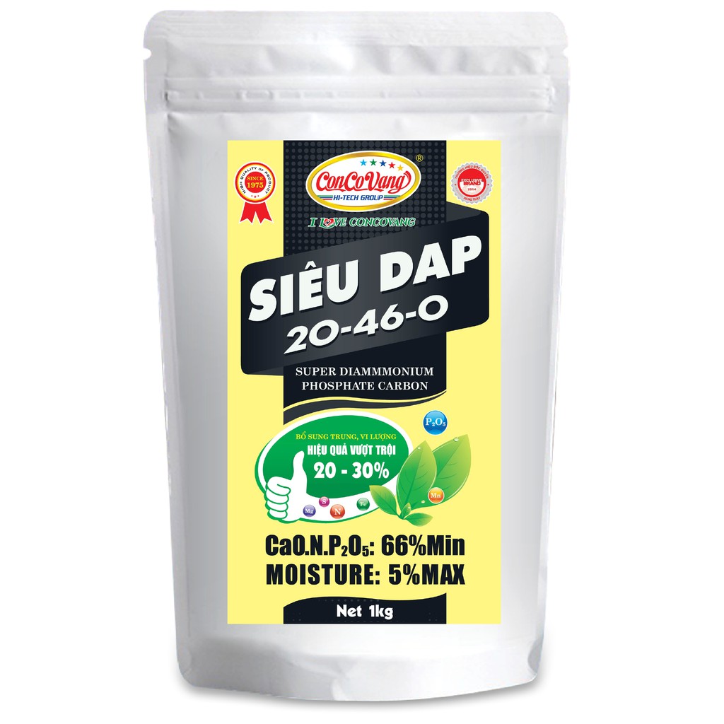 Phân bón Con Cò Vàng : Siêu DAP 20-46  - Sử dụng được cho tất cả loại cây trồng