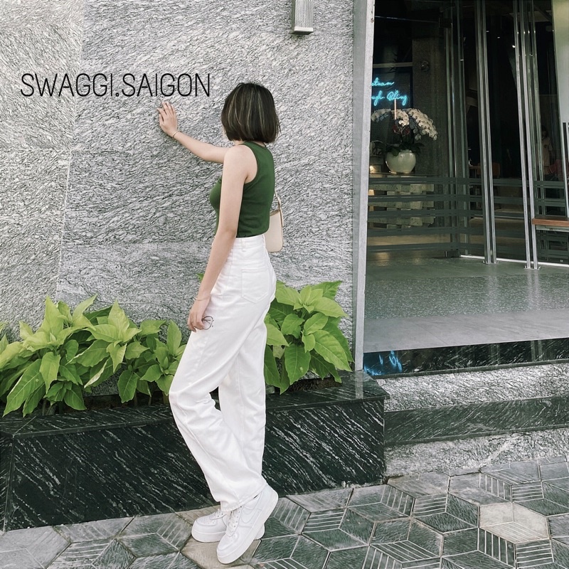 QUẦN JEAN TRẮNG ỐNG RỘNG CẠP CAO - SWAGGI -  HÌNH CHỤP THẬT | BigBuy360 - bigbuy360.vn
