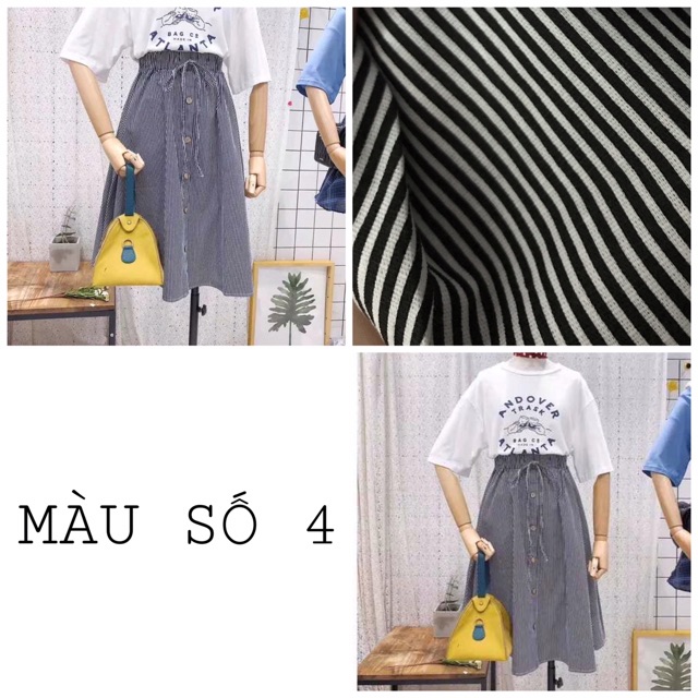 Chân váy dài kẻ sọc xoè | BigBuy360 - bigbuy360.vn