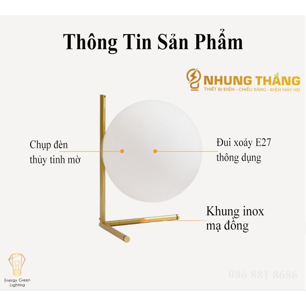 Đèn Để Bàn Trang Trí Hình Mặt Trăng 8010-1 - Kiểu Dáng Sang Trọng - Đã Bao Gồm Bóng Led - Bảo hành 12 Tháng