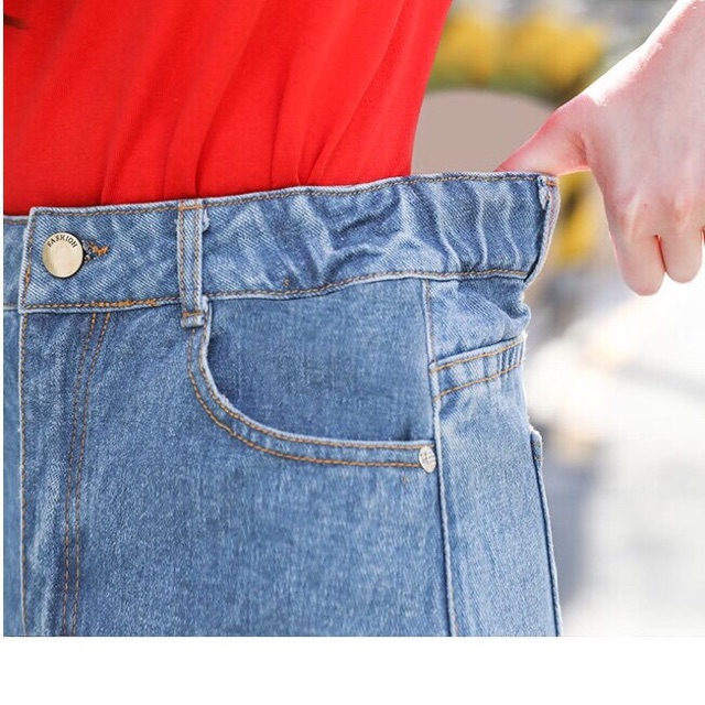 Quần short Jean nữ/ Short bò tua gấu cạp cao eo thon giấu bụng