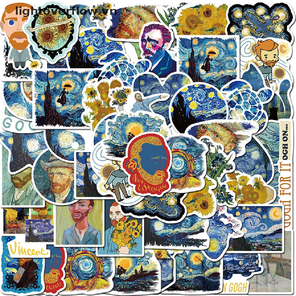 Set 40 Sticker Vincent Willem Van Gogh Dán Tường Trang Trí